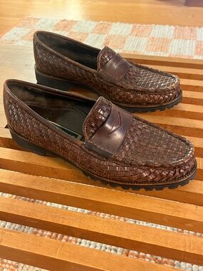 Vintage Cole Haan Woven Leather Penny Loafer Vibram Soles